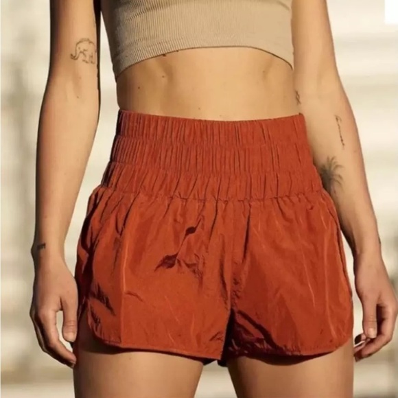 Free People Movement The Way Home Rust Burnt Orange Athletic Shorts NWOT Medium - Picture 1 of 6